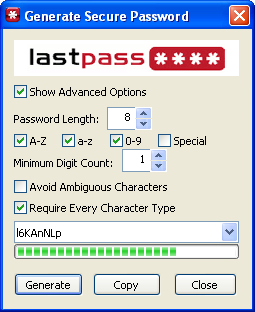 generate passwords last pass
